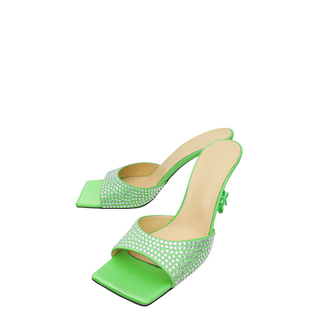 Mach & Mach Green Star Crystal Embellished Mules 41