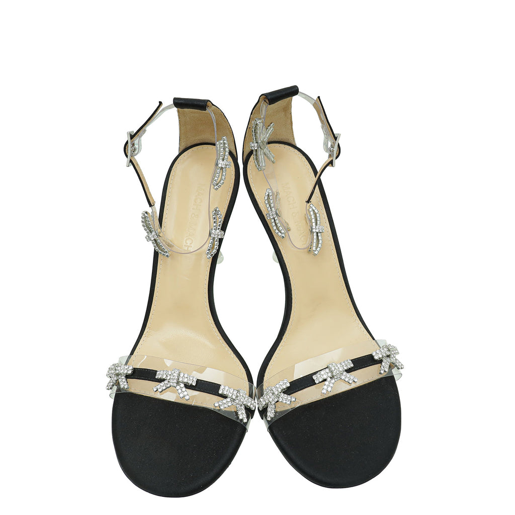 Mach & Mach Black Floating Crystal Bow Sandal 39