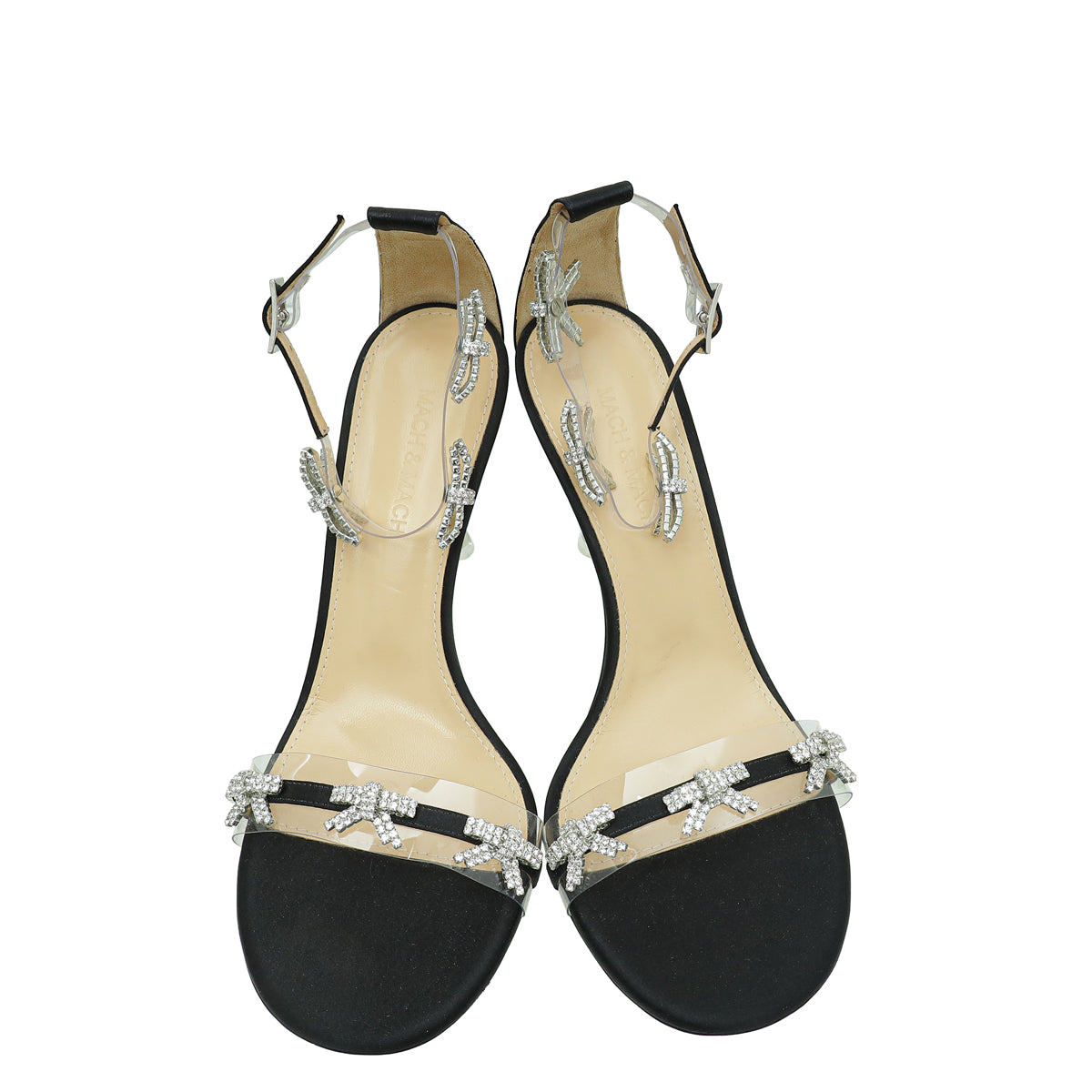 Mach & Mach Black Floating Crystal Bow Sandal 39