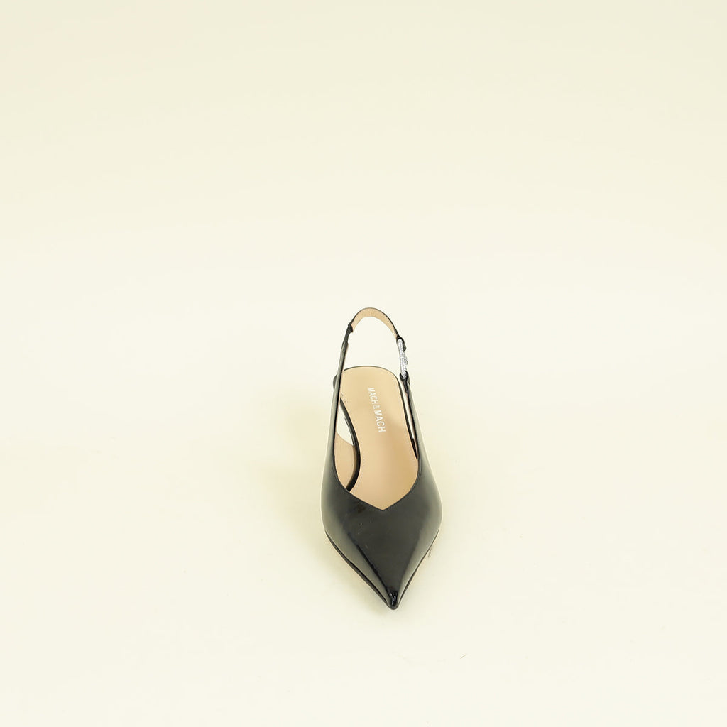 Mach & Mach Black Pointed Toe Crystal Bow Pumps 37