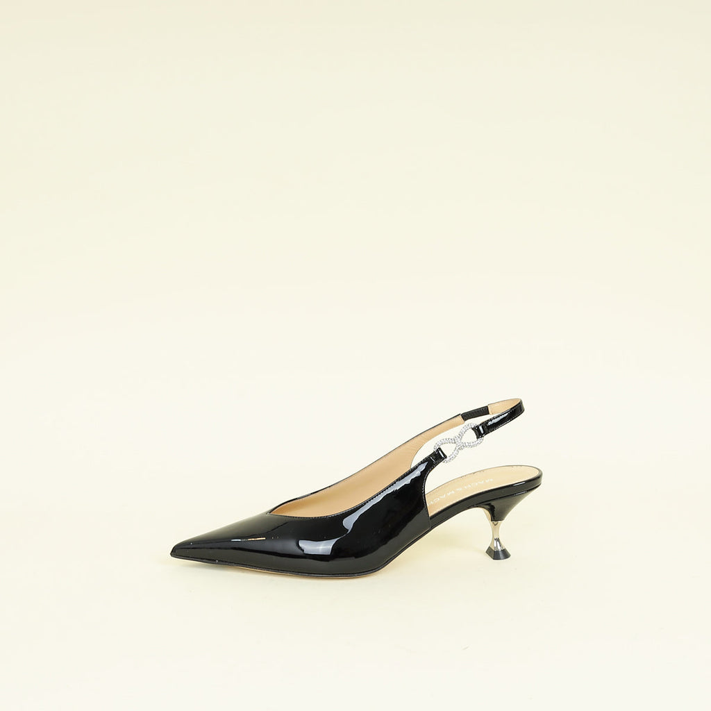Mach & Mach Black Pointed Toe Crystal Bow Pumps 37