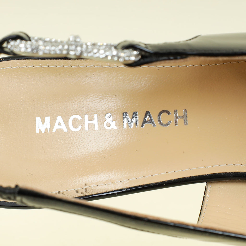 Mach & Mach Black Pointed Toe Crystal Bow Pumps 37