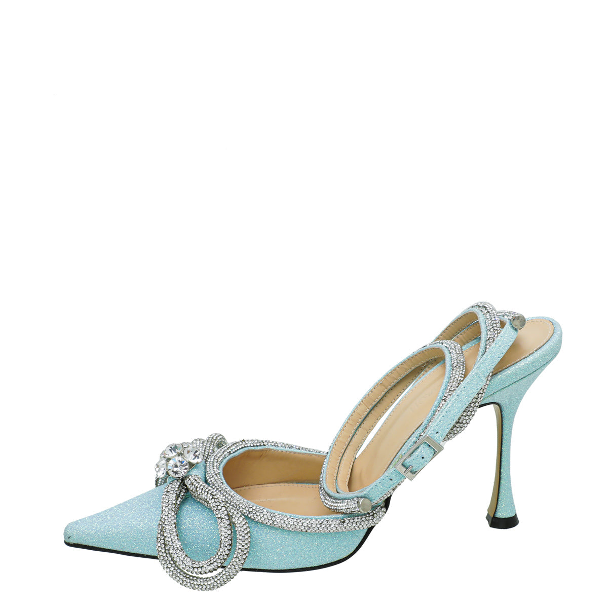 Mach & Mach Sky Blue Crystal Bow Glitter 110 Pumps 39