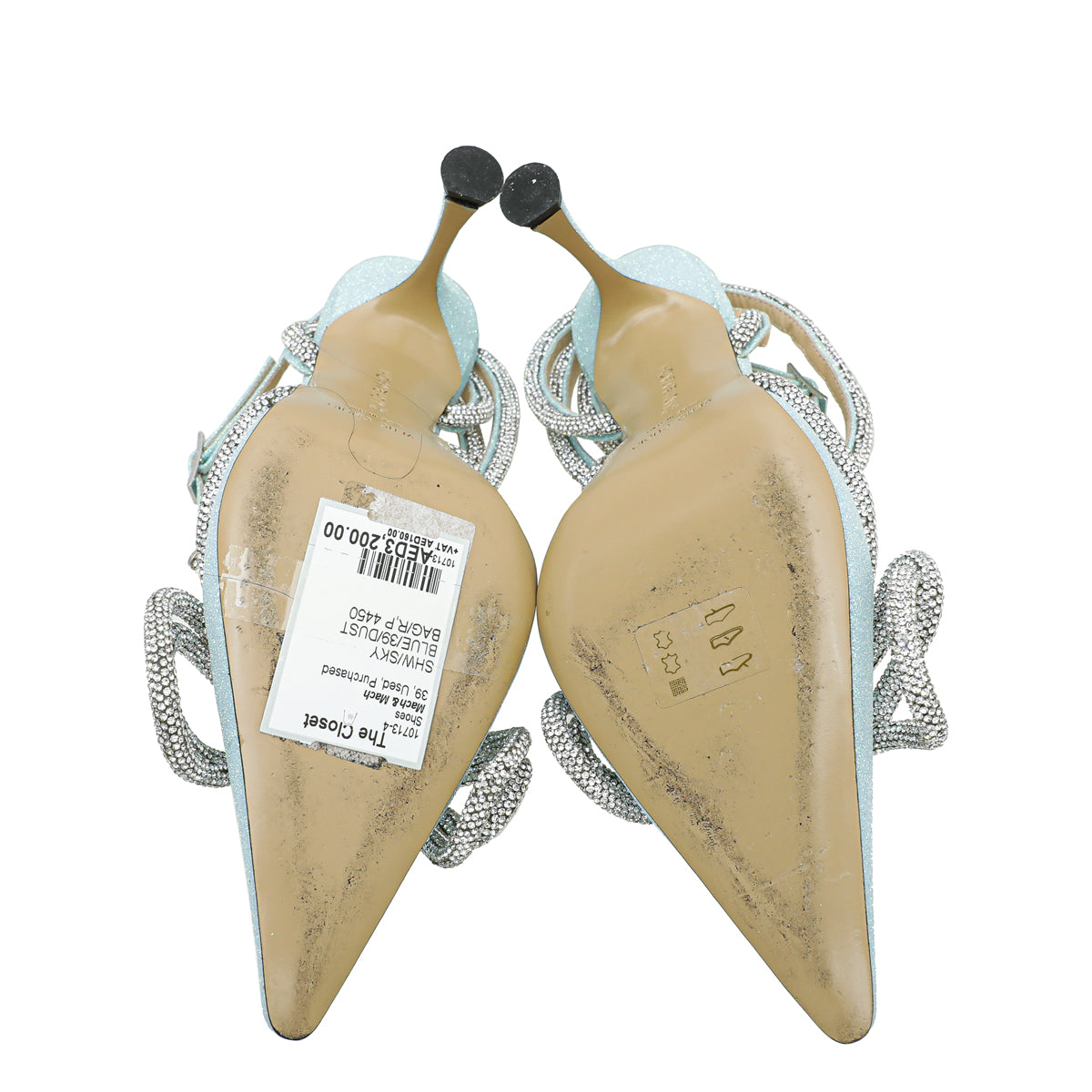 Mach & Mach Sky Blue Crystal Bow Glitter 110 Pumps 39