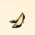 Manolo Blahnik Black Satin Hangisi Pump 37.5