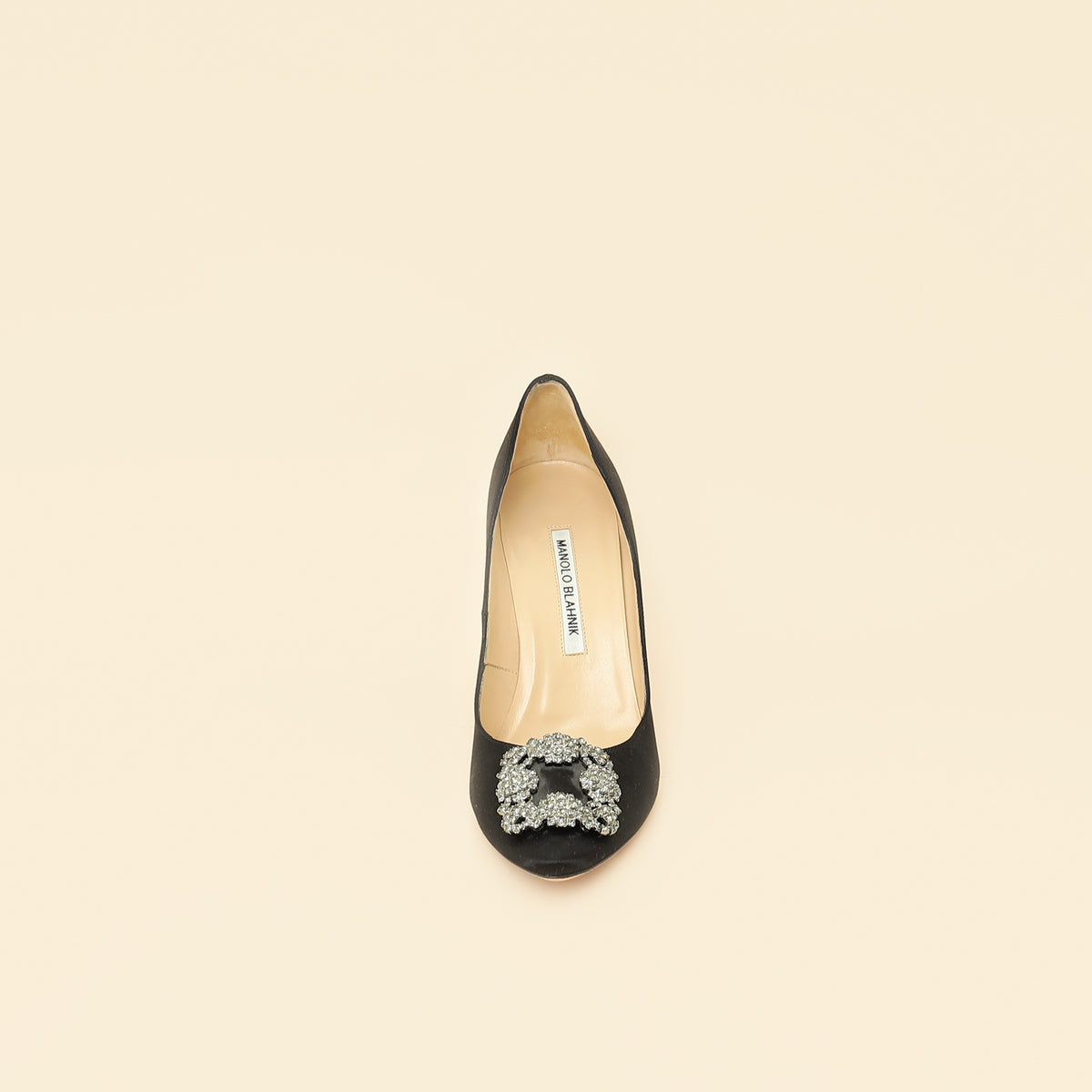 Manolo Blahnik Black Satin Hangisi Pump 37.5