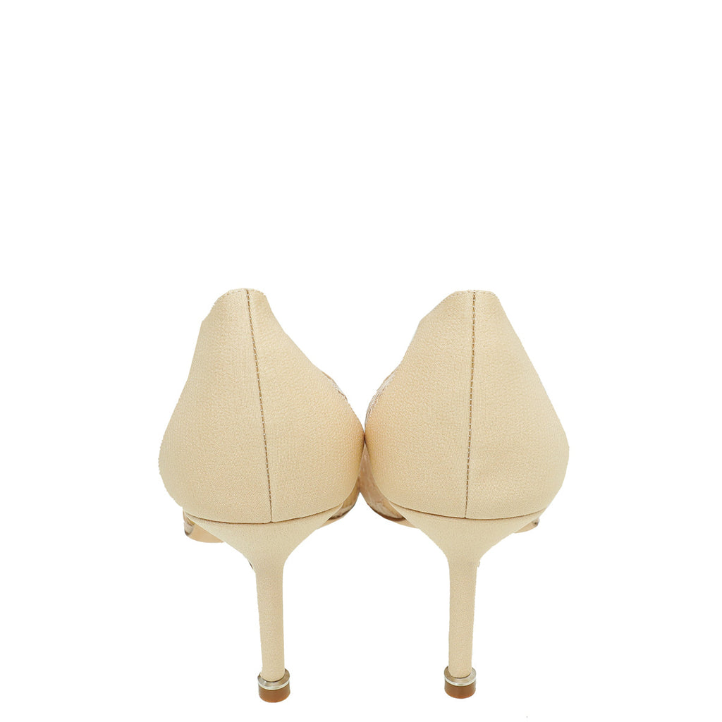 Manolo Blahnik Powder Nude Hangisi Lace Embellished Pump 39