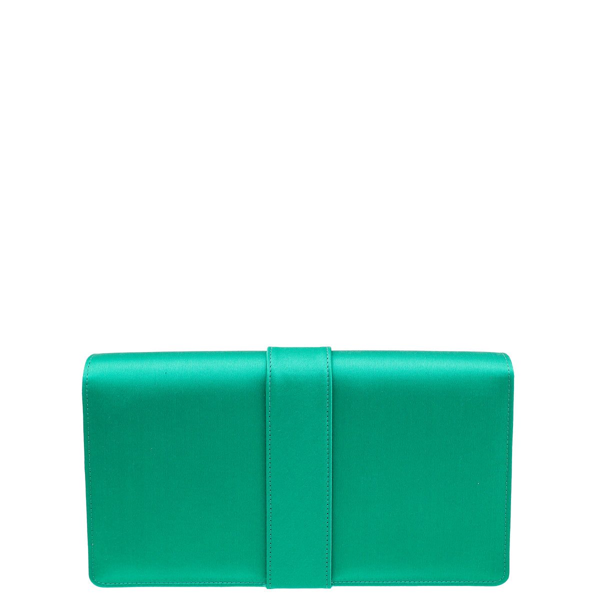 Manolo Blahnik Emerald Green Satin Gothisi Chain Clutch