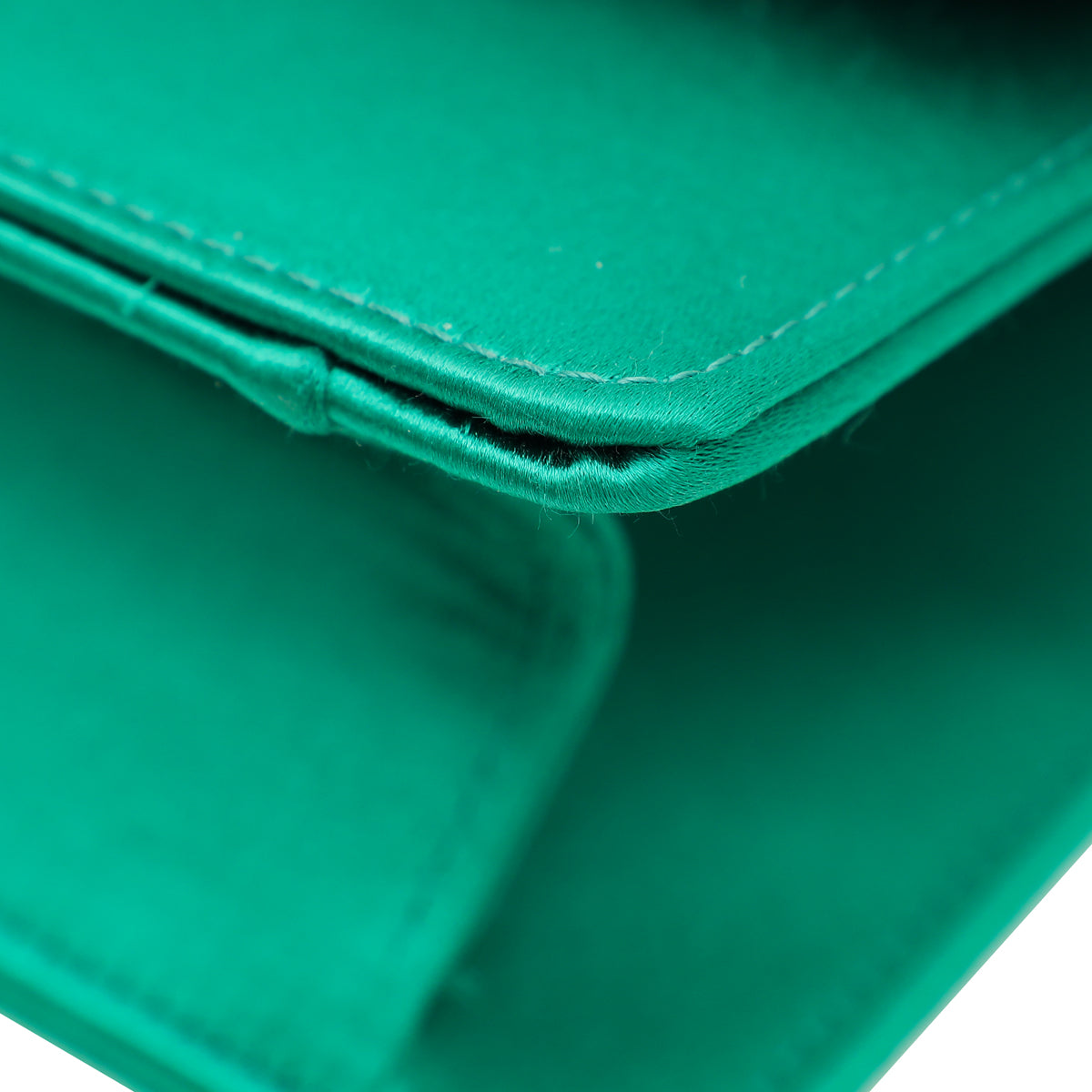 Manolo Blahnik Emerald Green Satin Gothisi Chain Clutch