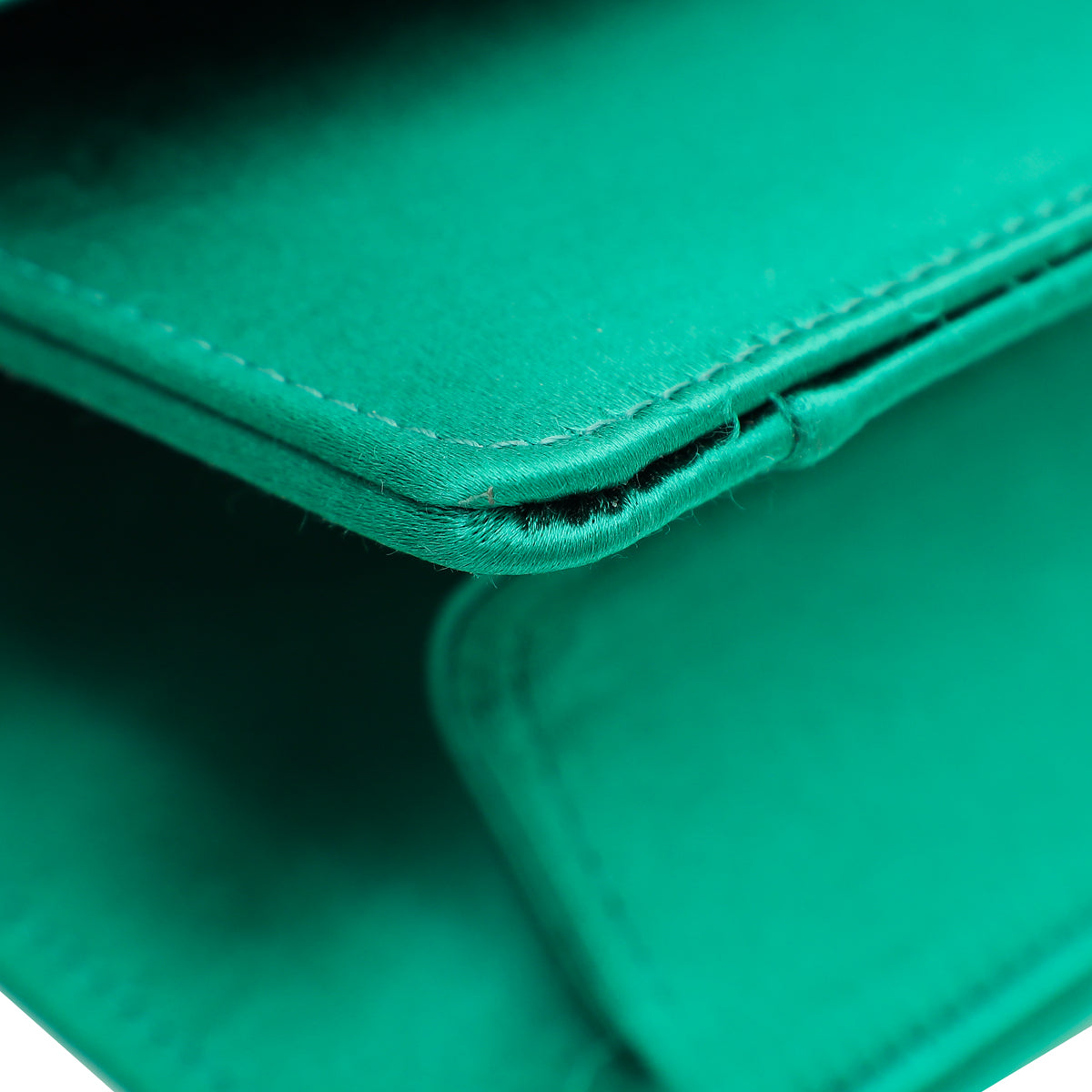 Manolo Blahnik Emerald Green Satin Gothisi Chain Clutch