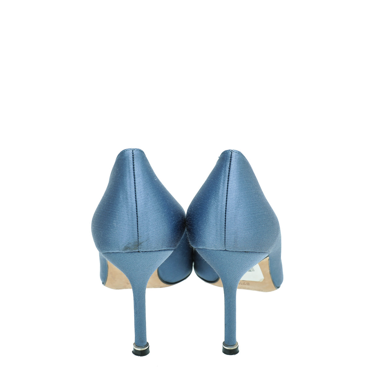 Manolo Blahnik Bluish Grey Satin Hangisi Pumps 37.5