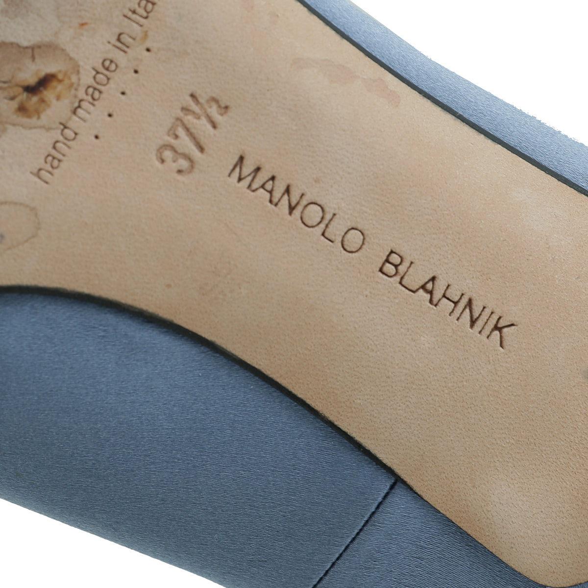 Manolo Blahnik Bluish Grey Satin Hangisi Pumps 37.5