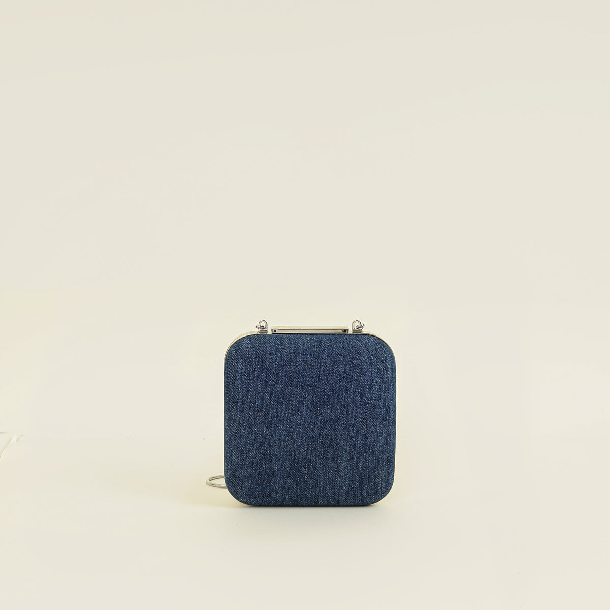 Manolo Blahnik Blue Denim Pearl Embellished Hangisi Clutch Bag