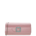 Manolo Blahnik Light Pink Satin Jewel Buckle Clutch