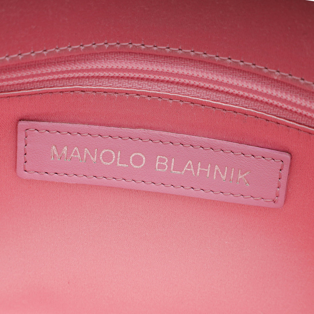 Manolo Blahnik Light Pink Satin Jewel Buckle Clutch