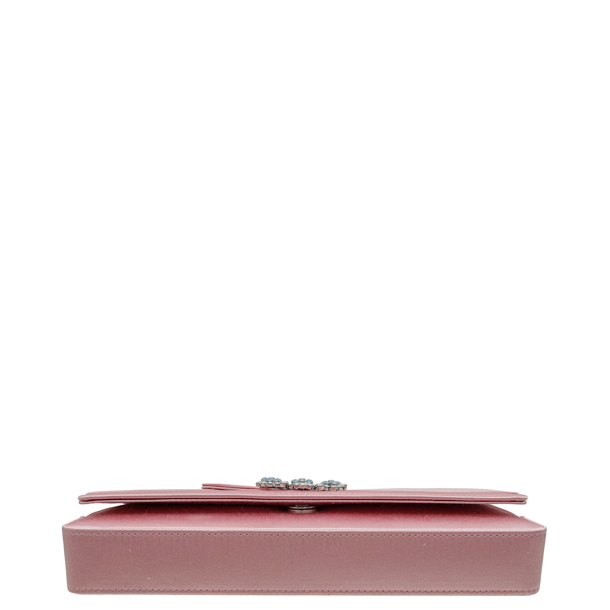Manolo Blahnik Light Pink Satin Jewel Buckle Clutch