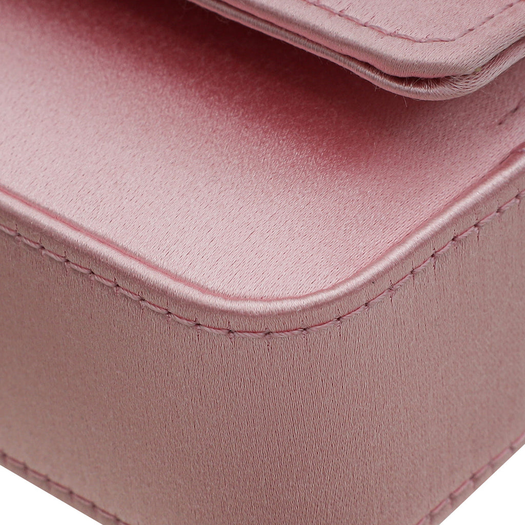 Manolo Blahnik Light Pink Satin Jewel Buckle Clutch