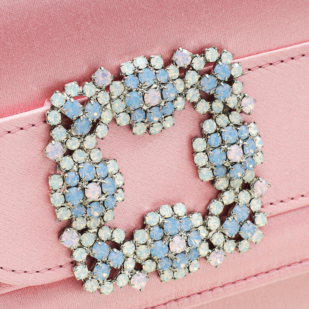 Manolo Blahnik Light Pink Satin Jewel Buckle Clutch