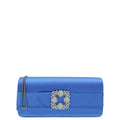 Manolo Blahnik Royal Blue Satin Gothisi Jewel Buckle Clutch