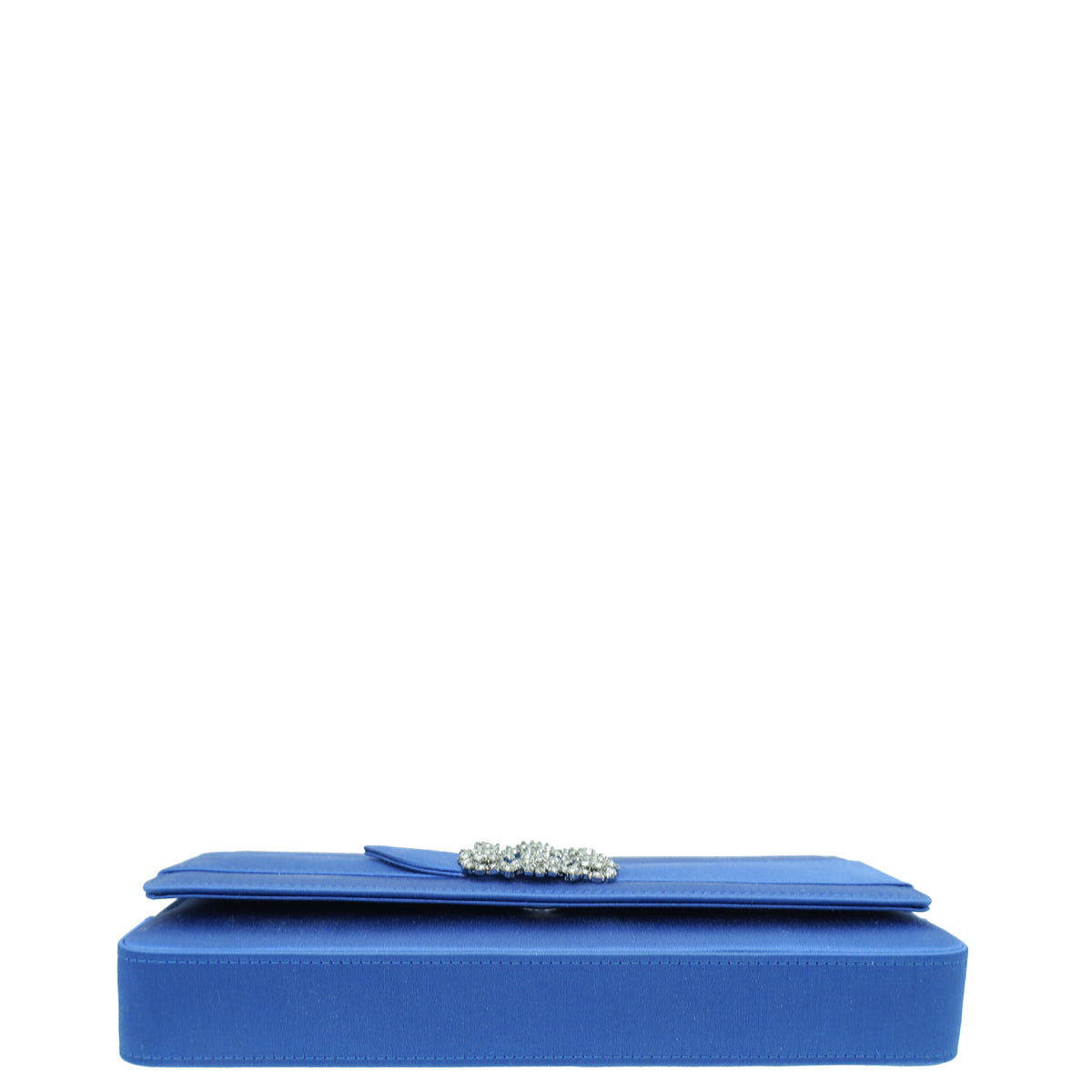 Manolo Blahnik Royal Blue Satin Gothisi Jewel Buckle Clutch