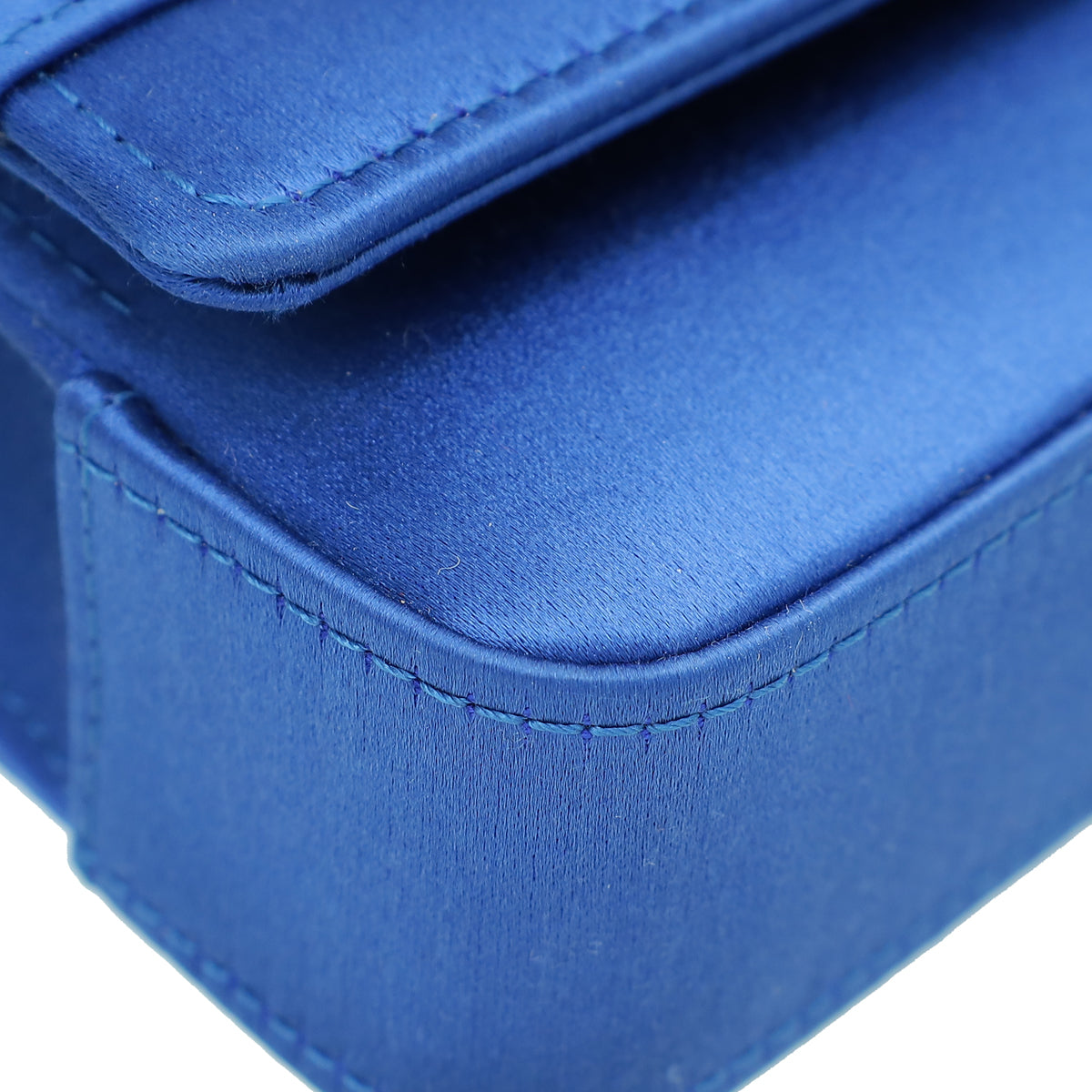 Manolo Blahnik Royal Blue Satin Gothisi Jewel Buckle Clutch