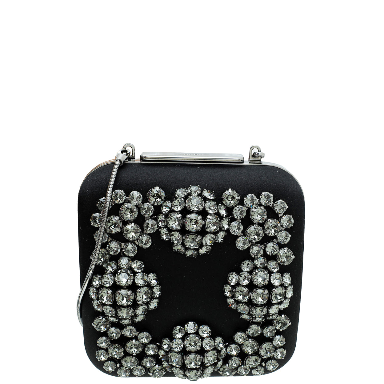 Manolo Blahnik Black Hangisi Swarovski Frame Clutch Bag