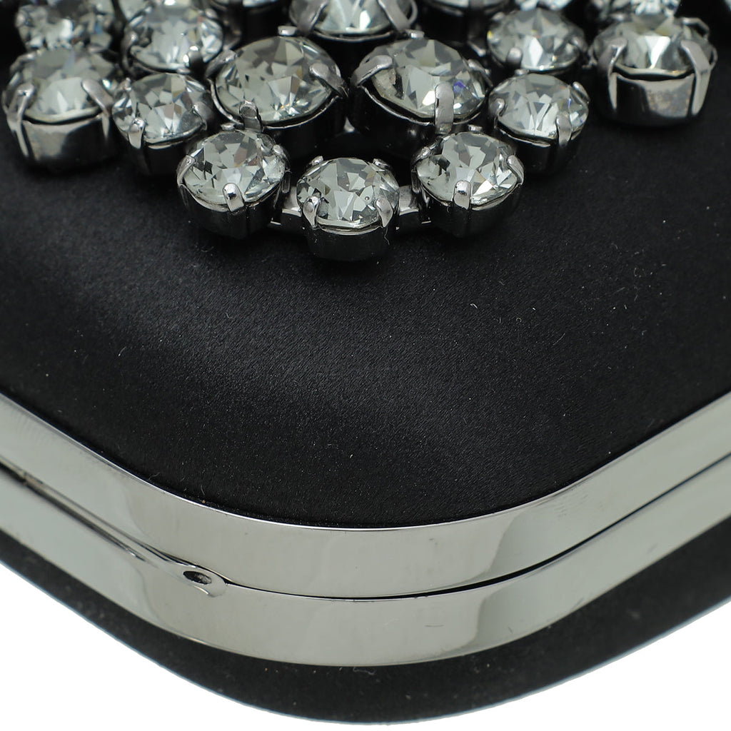 Manolo Blahnik Black Hangisi Swarovski Frame Clutch Bag
