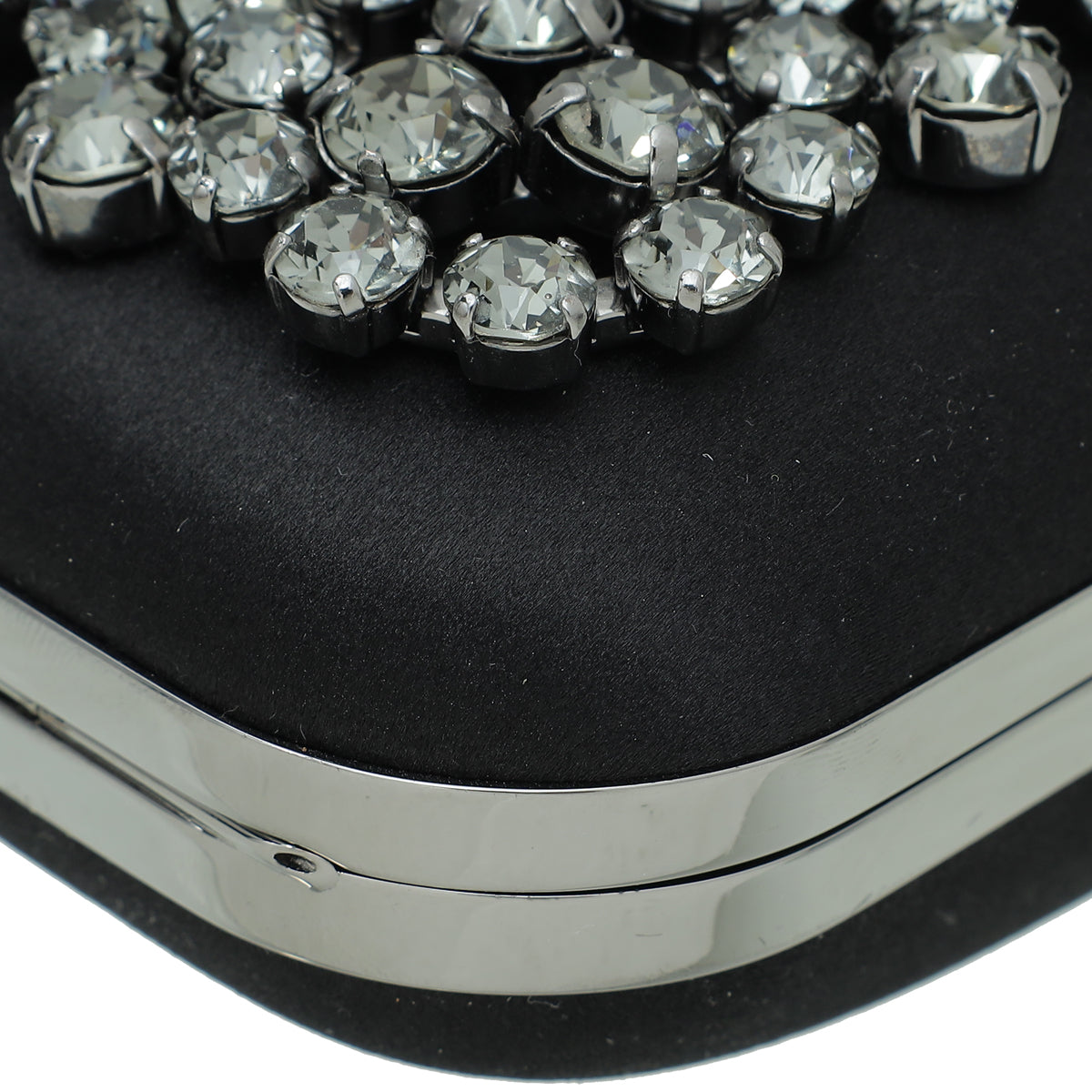 Manolo Blahnik Black Hangisi Swarovski Frame Clutch Bag