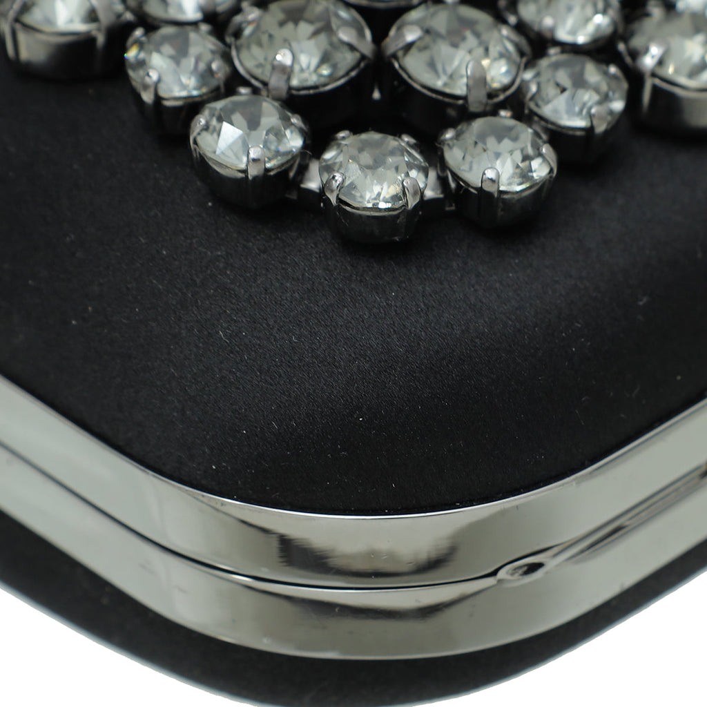 Manolo Blahnik Black Hangisi Swarovski Frame Clutch Bag