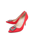 Manolo Blahnik Red Satin Hangisi Pumps 39