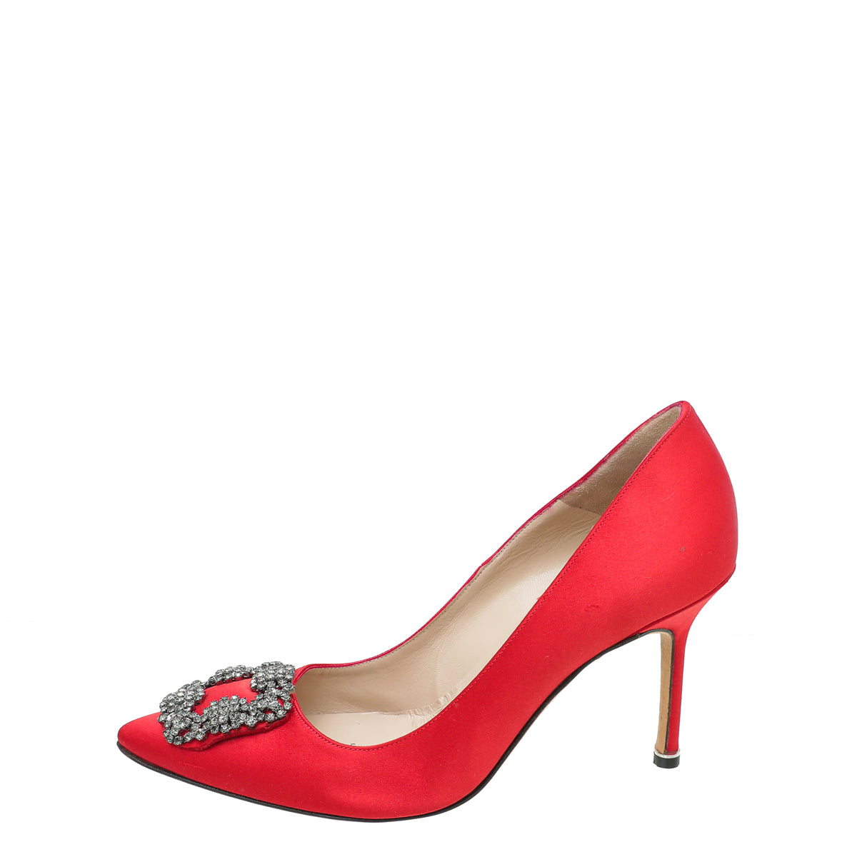 Manolo Blahnik Red Satin Hangisi Pumps 39