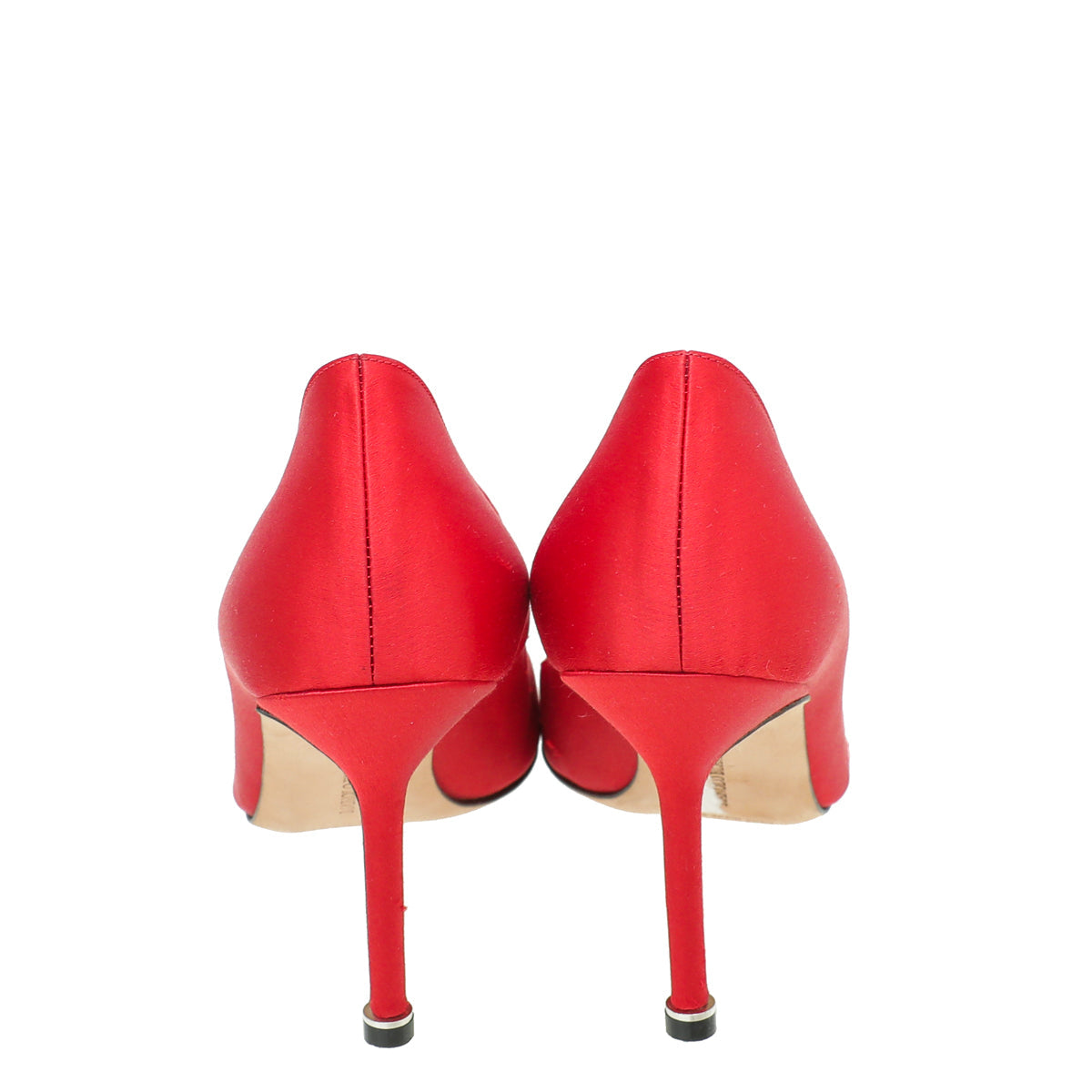 Manolo Blahnik Red Satin Hangisi Pumps 39