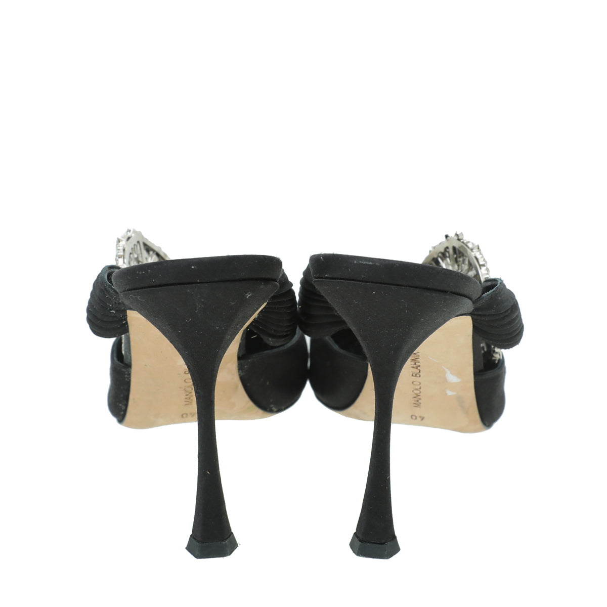 Manolo Blahnik Black Satin Maiduguri 105 Mules 40