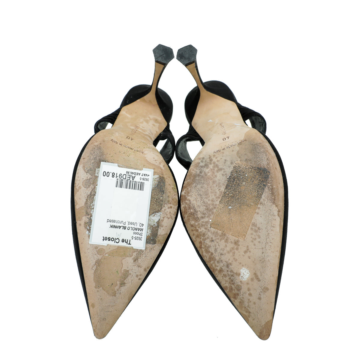 Manolo Blahnik Black Satin Maiduguri 105 Mules 40