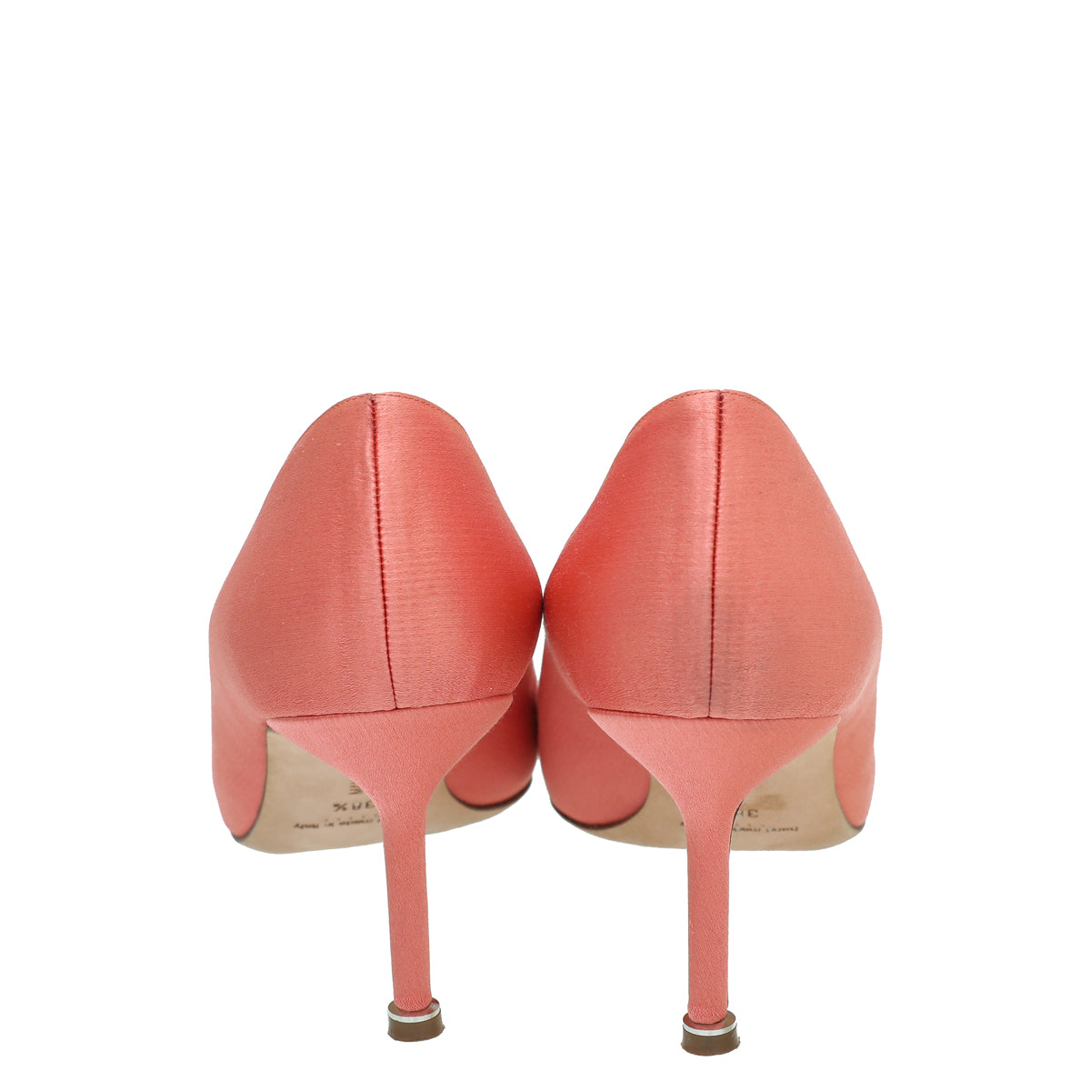 Manolo Blahnik Peach Satin Hangisi Pump 38