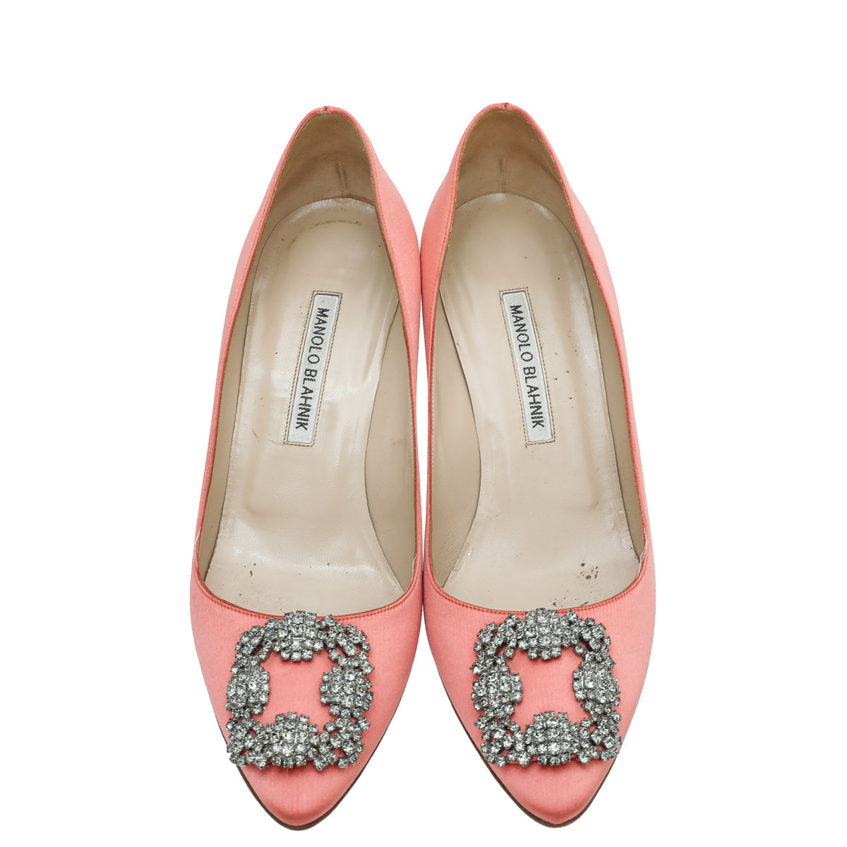 Manolo Blahnik Peach Satin Hangisi Pump 38