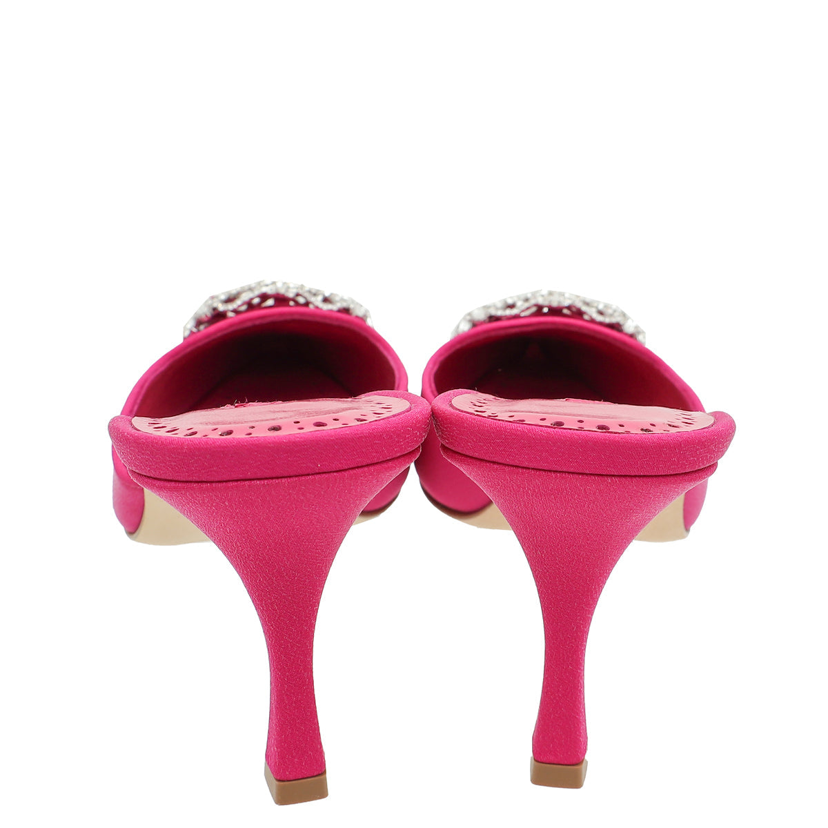 Manolo Blahnik Dark Fuchsia Double Maysale 50 Mules 38