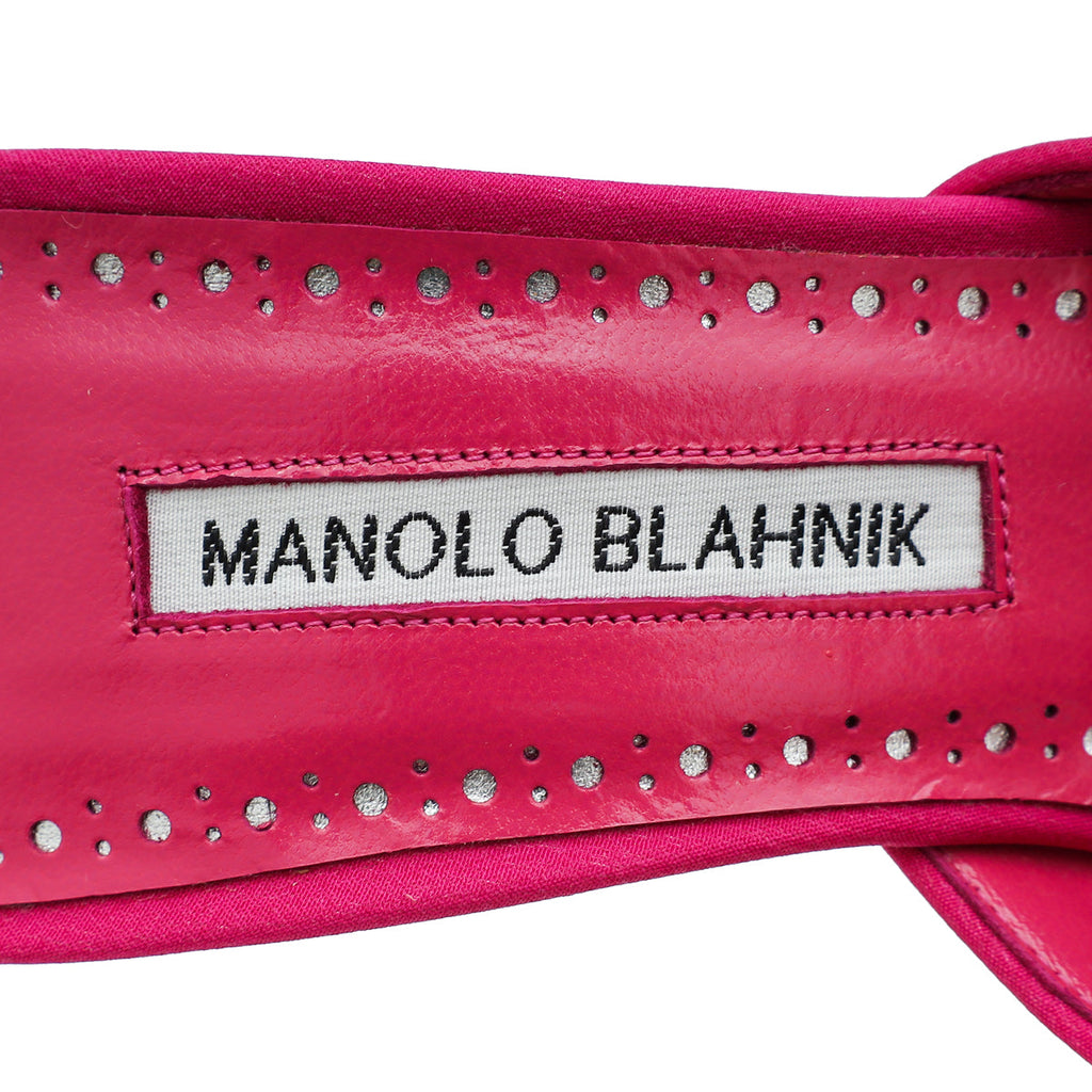 Manolo Blahnik Dark Fuchsia Double Maysale 50 Mules 38