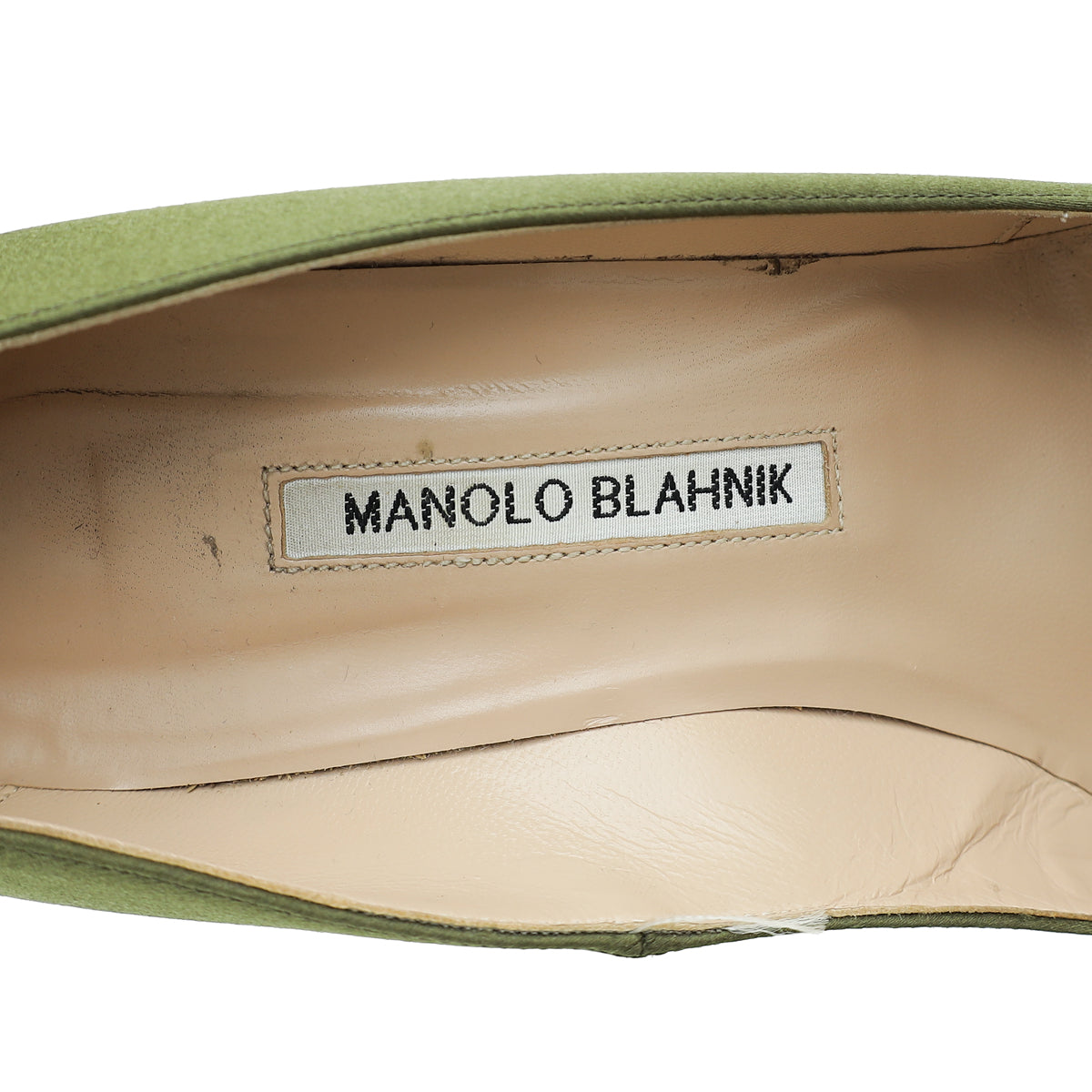 Manolo Blahnik Olive Green Satin Hangisi Crystal Pump 38