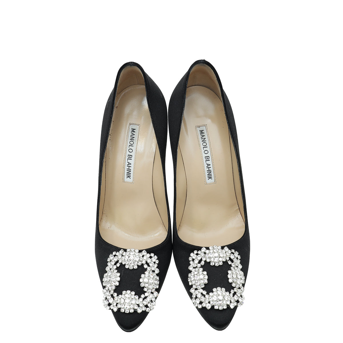 Manolo Blahnik Black Satin Hangisi Pumps 35.5