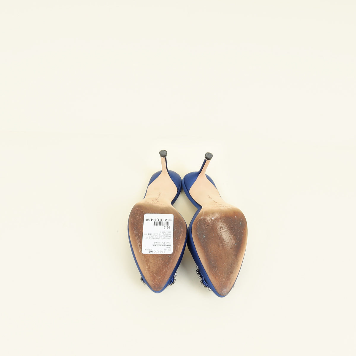 Manolo Blahnik Blue Satin Hangisi Mules 36.5