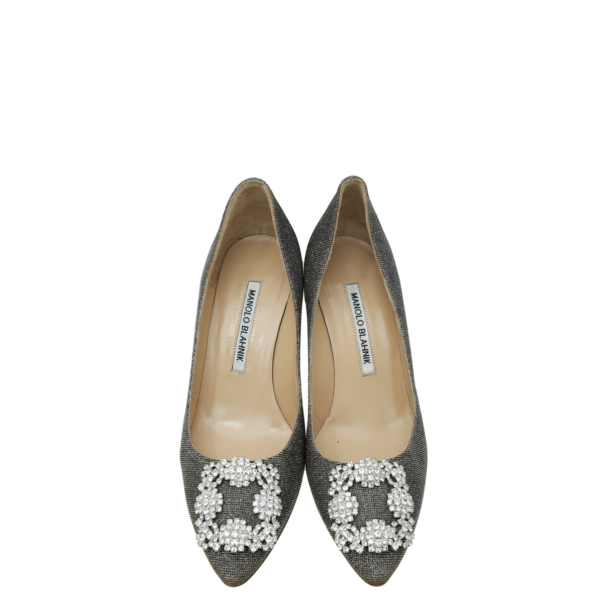 Manolo Blahnik Bicolor Glitter Hangisi Crystal Pump 36