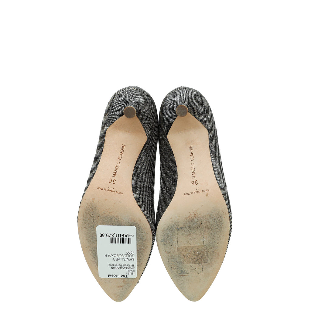 Manolo Blahnik Bicolor Glitter Hangisi Crystal Pump 36