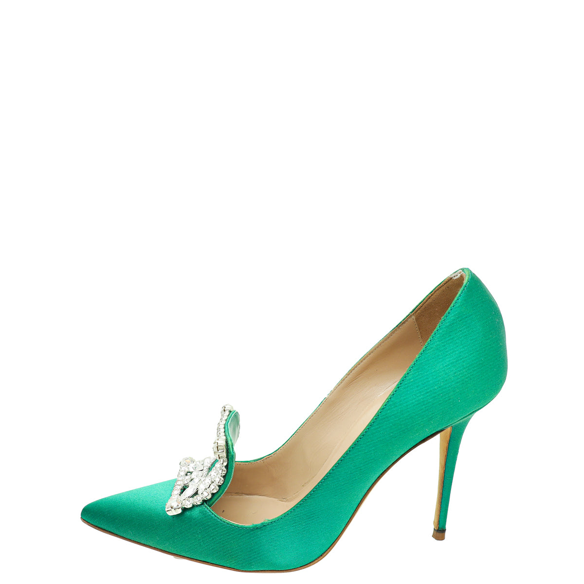 Manolo Blahnik Green Satin Borlak Pumps 37.5