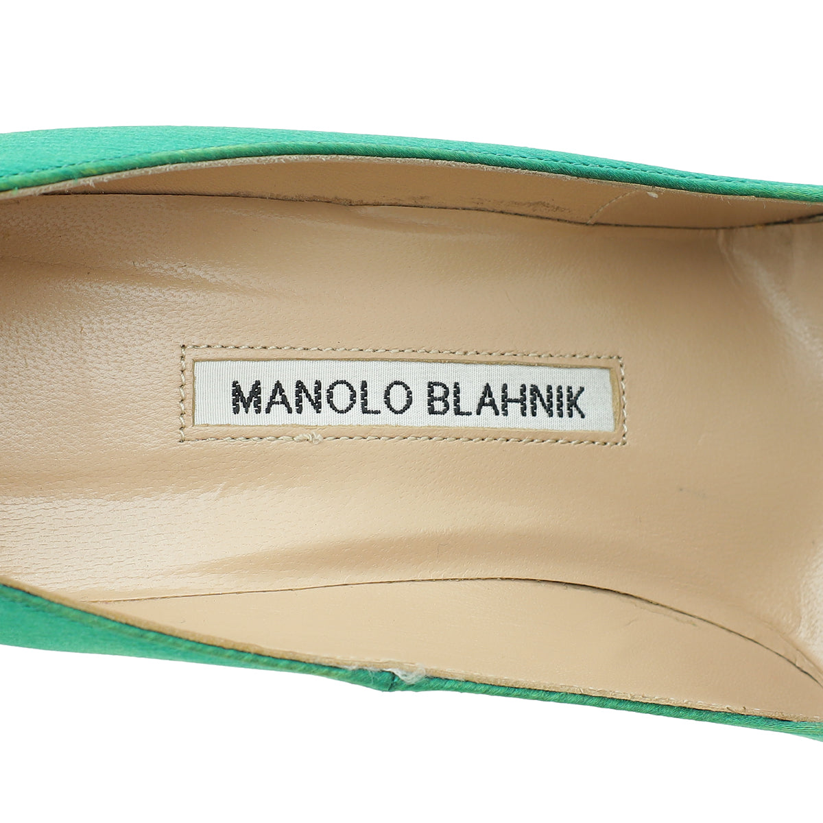 Manolo Blahnik Green Satin Borlak Pumps 37.5