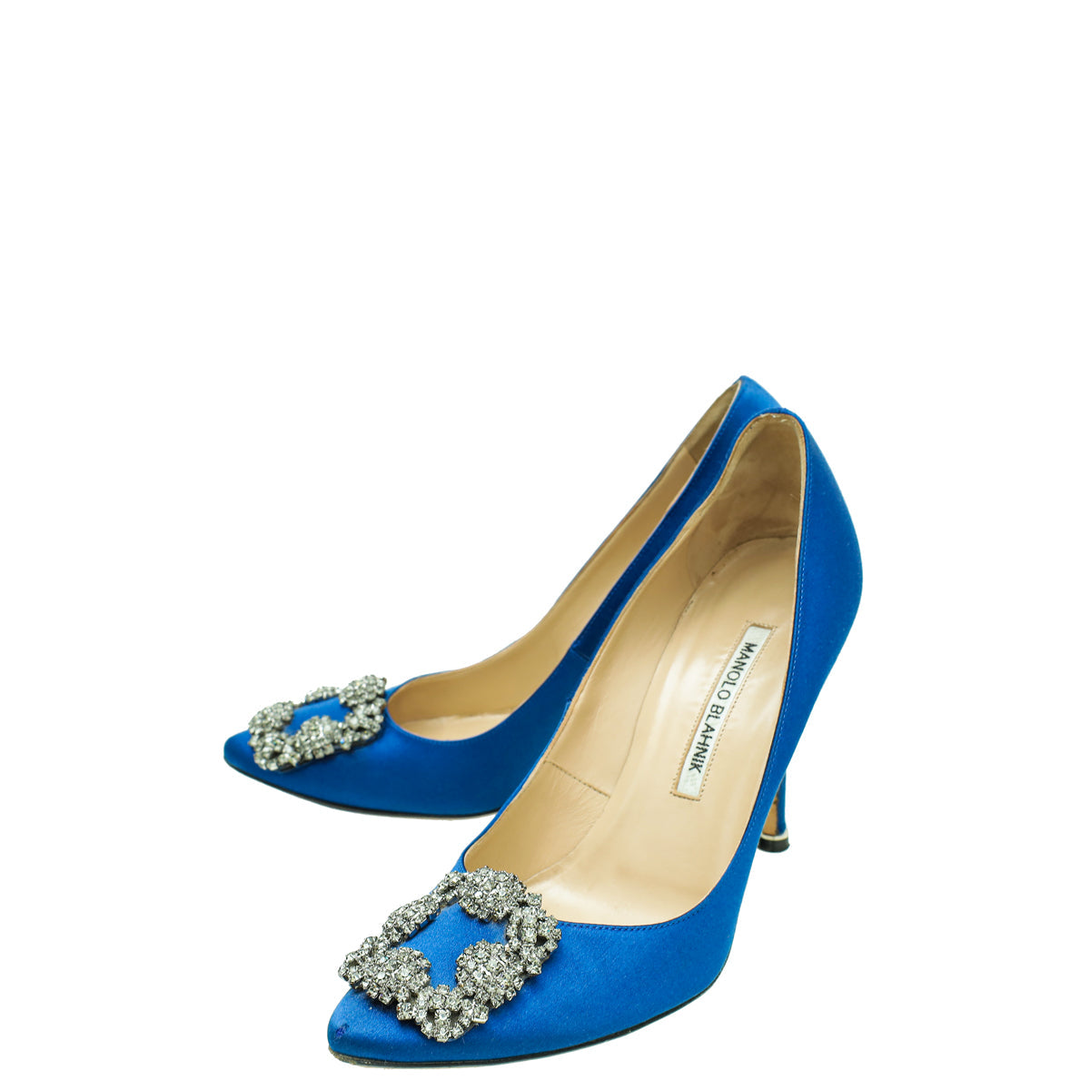 Manolo Blahnik Blue Satin Hangisi Pump 37