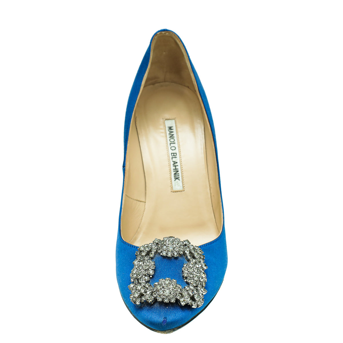 Manolo Blahnik Blue Satin Hangisi Pump 37