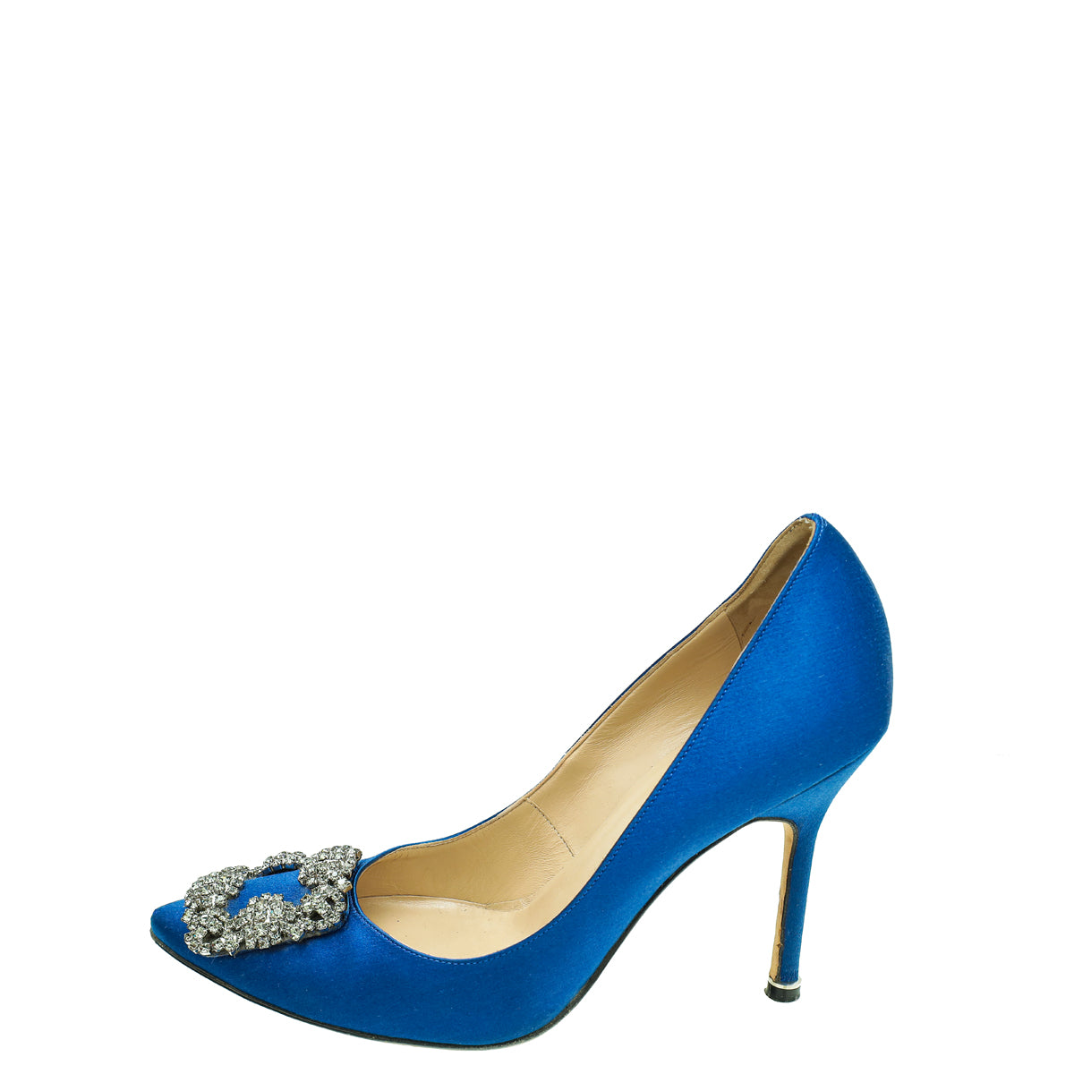 Manolo Blahnik Blue Satin Hangisi Pump 37