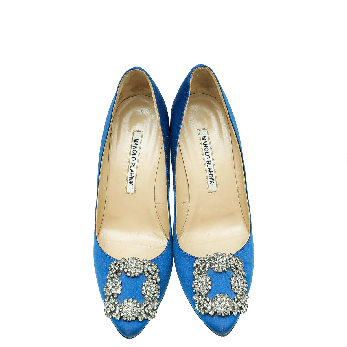 Manolo Blahnik Blue Satin Hangisi Pump 37