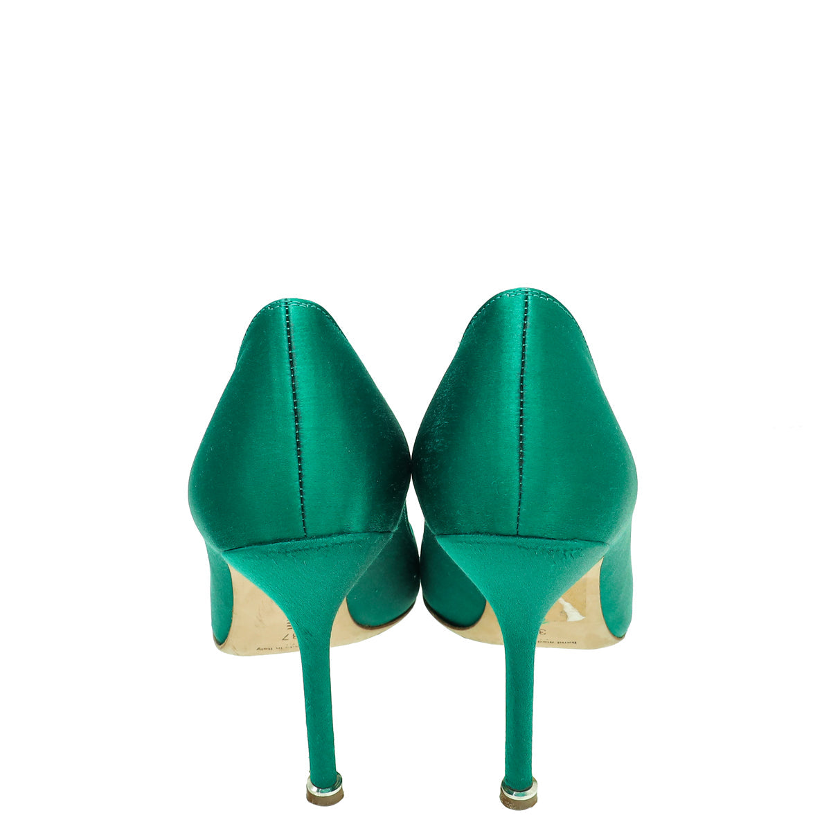 Manolo Blahnik Green Satin Hangisi Pump 37